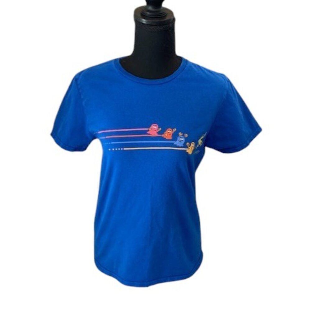 PAC-MAN Retro Gaming Short Sleeve Blue Tee T-Shirt Small